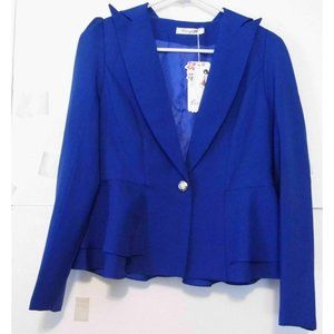 Tag Yi Zu Women's Blue Fitted Long Sleeve Jacket
